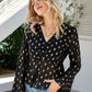 Gold Print Ruched Blouse