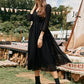 Swiss Dot V-neck A-line Dress
