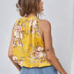 Mock-Neck Gathered Front Floral Top