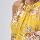 Mock-Neck Gathered Front Floral Top