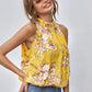 Mock-Neck Gathered Front Floral Top