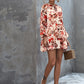 Floral Print Frill Trim Tie Neck Smock Dress