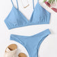 Solid Adjustable Strap Bikini Swimsuit