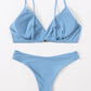 Solid Adjustable Strap Bikini Swimsuit