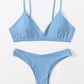 Solid Adjustable Strap Bikini Swimsuit