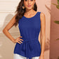 Solid Sleeveless Belted Top
