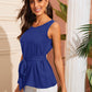 Solid Sleeveless Belted Top