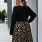 Plus Contrast Leopard Panel A-line Dress