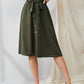 Button Front Self Tie Flared Skirt