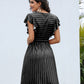 Butterfly Sleeve Striped Tie Front A-line Dress