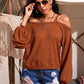 Asymmetrical Neck Drop Shoulder Tee