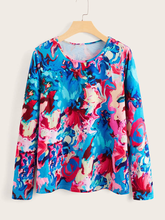 Round Neck Oil Paint Tee