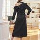 Asymmetrical Neck Ruffle Trim Belted Polka Dot Dress