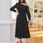 Asymmetrical Neck Ruffle Trim Belted Polka Dot Dress