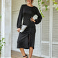 Bishop Sleeve Drawstring Ruched Fitted Dress