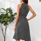 Polka-dot Print Asymmetrical Hem Belted Dress
