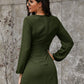 Bishop Sleeve Tie Side Wrap Dress