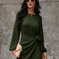 Bishop Sleeve Tie Side Wrap Dress