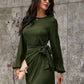 Bishop Sleeve Tie Side Wrap Dress