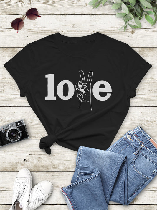 Gesture And Letter Graphic Tee