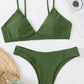 Solid Adjustable Strap Bikini Swimsuit