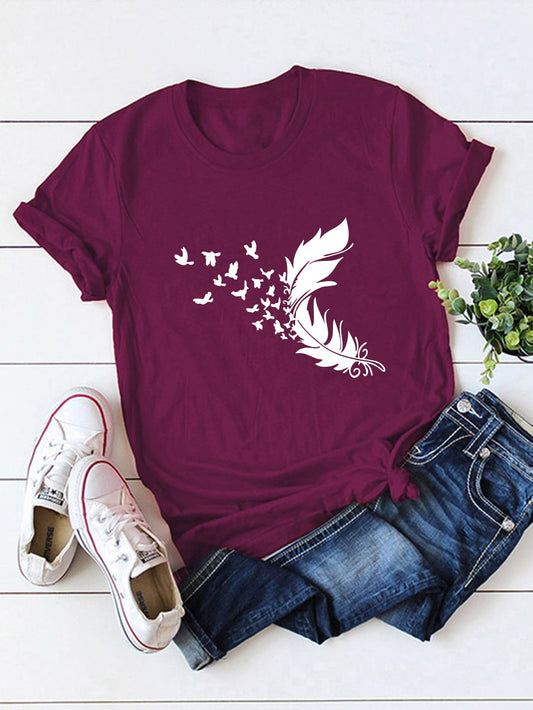 Feather & Butterfly Print Tee