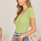 Buttoned Front Rib-knit Tee