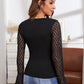 Lace Panel Flounce Sleeve V-neck Tee
