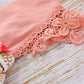 Baby Girl Floral Lace Trim Combo Bodysuit Dress With Headband