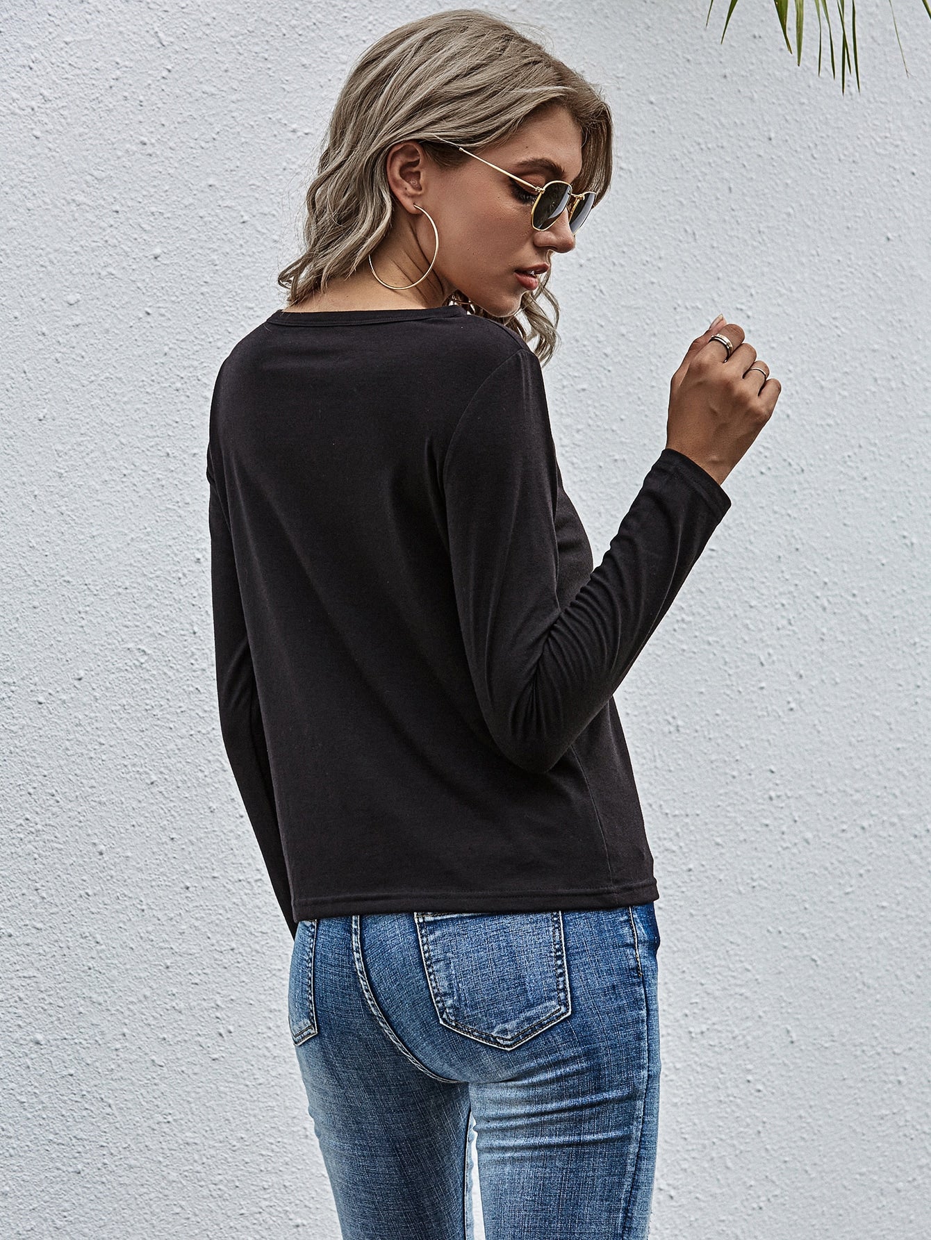 Criss Cross Front Solid Tee