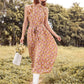 Allover Floral Ruffle Trim Belted Halter Dress