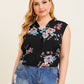 Plus Fold Pleated Front Sleeveless Floral Top