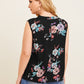 Plus Fold Pleated Front Sleeveless Floral Top