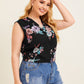 Plus Fold Pleated Front Sleeveless Floral Top
