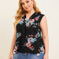 Plus Fold Pleated Front Sleeveless Floral Top