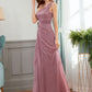 One Shoulder Applique Wrap Glitter Prom Dress