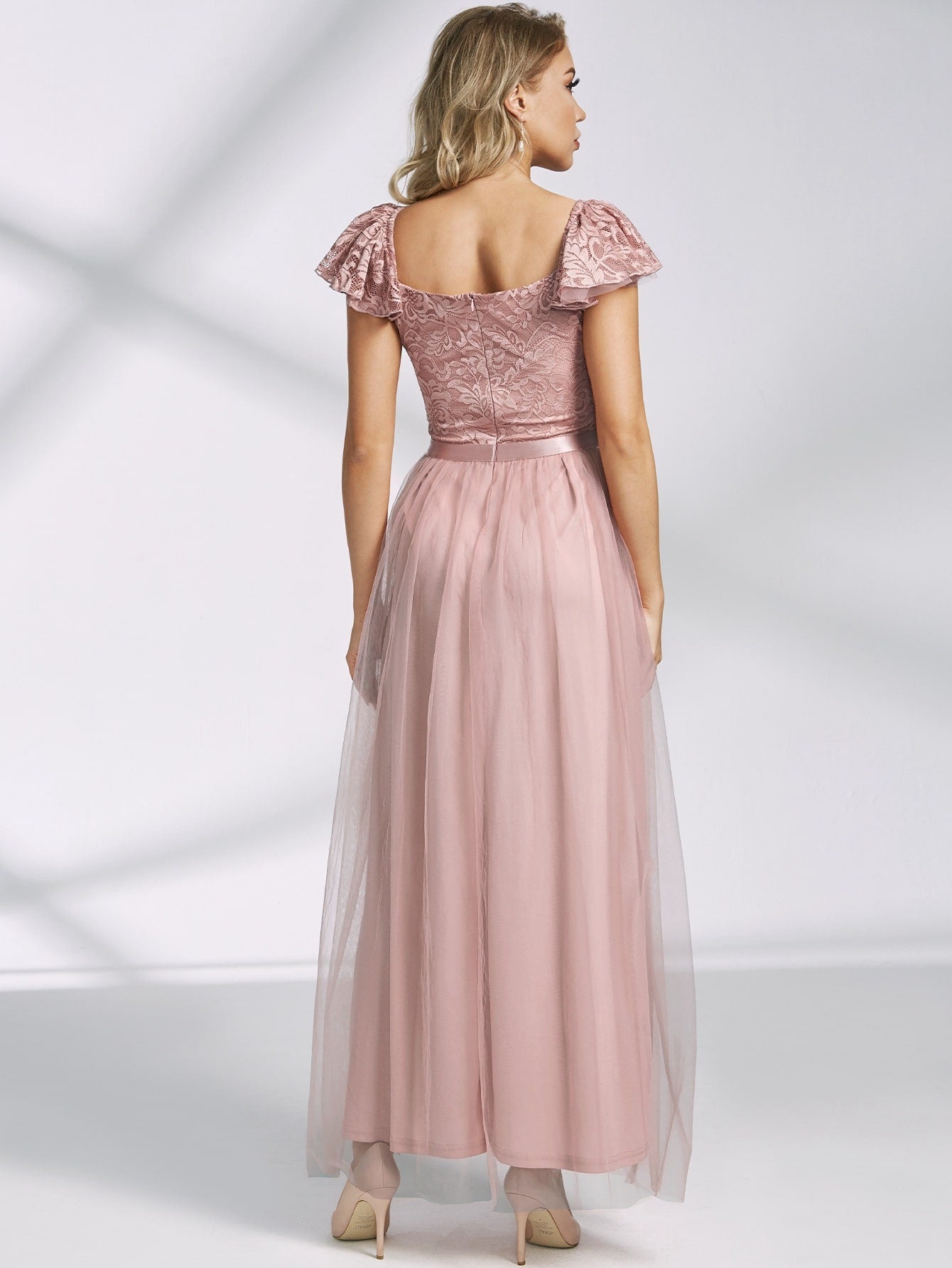 Miusol Flutter Sleeve Lace Bodice Mesh Prom Dress Amy's Cart Miusol Flutter Sleeve Lace Bodice Mesh Prom Dress Amy's Cart