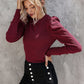 Button Detail Gigot Sleeve Tee