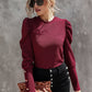Button Detail Gigot Sleeve Tee