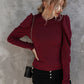 Button Detail Gigot Sleeve Tee