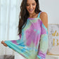Asymmetrical Neck Tie Dye Drop Shoulder Tee