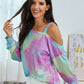 Asymmetrical Neck Tie Dye Drop Shoulder Tee
