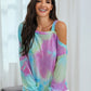 Asymmetrical Neck Tie Dye Drop Shoulder Tee
