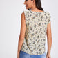 Gathered Neckline Ruffle Trim Floral Top