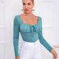 Tie Front Solid Bustier Top