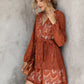 Layered Hem Belted Lace Dress