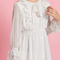 Girls Bow Front Ruffle Trim Swiss Dot Dress