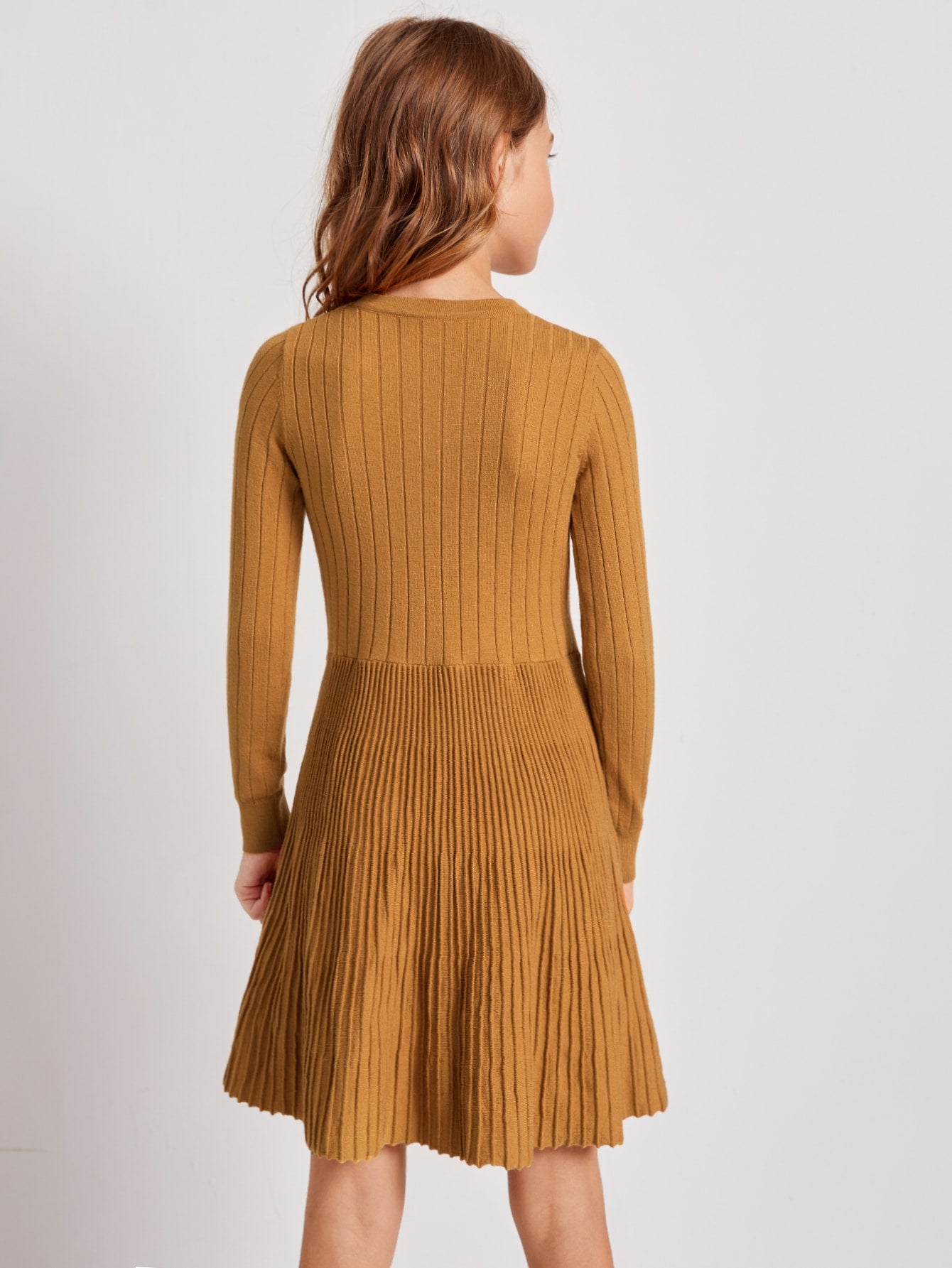 Girls Ribbed Knit Sweater Dress