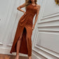 Backless Tulip Hem Halter Dress