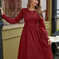 Solid Ruffle Trim Midi A-line Dress
